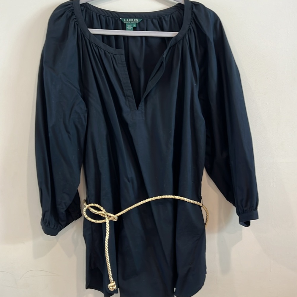 Ralph Lauren Long Black Tunic Top Size XL